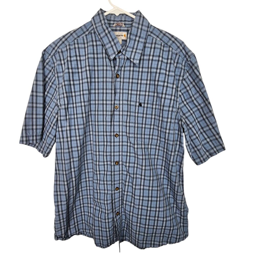 Carhartt Mens Plaid Button Shirt L Relaxed Fit Gorpcore Workwear Utility Cotton